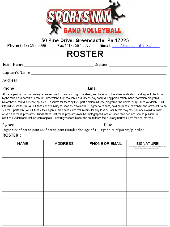 Sand Volleyball Roster