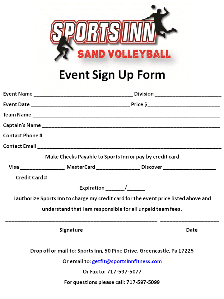 Sand Volleyball Event Sign Up